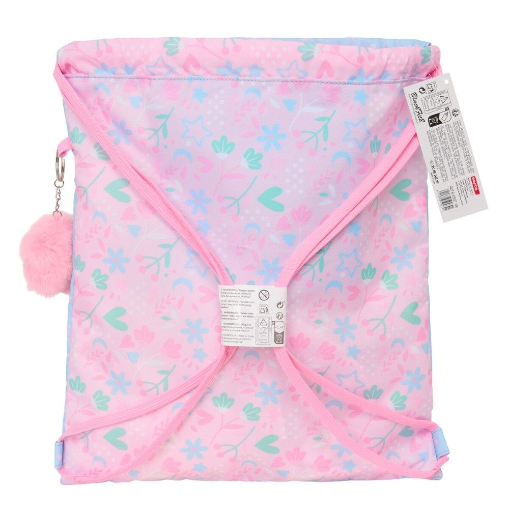 Rucksacktasche mit Bändern BlackFit8 Smile Blau Rosa 35 x 40 x 1 cm