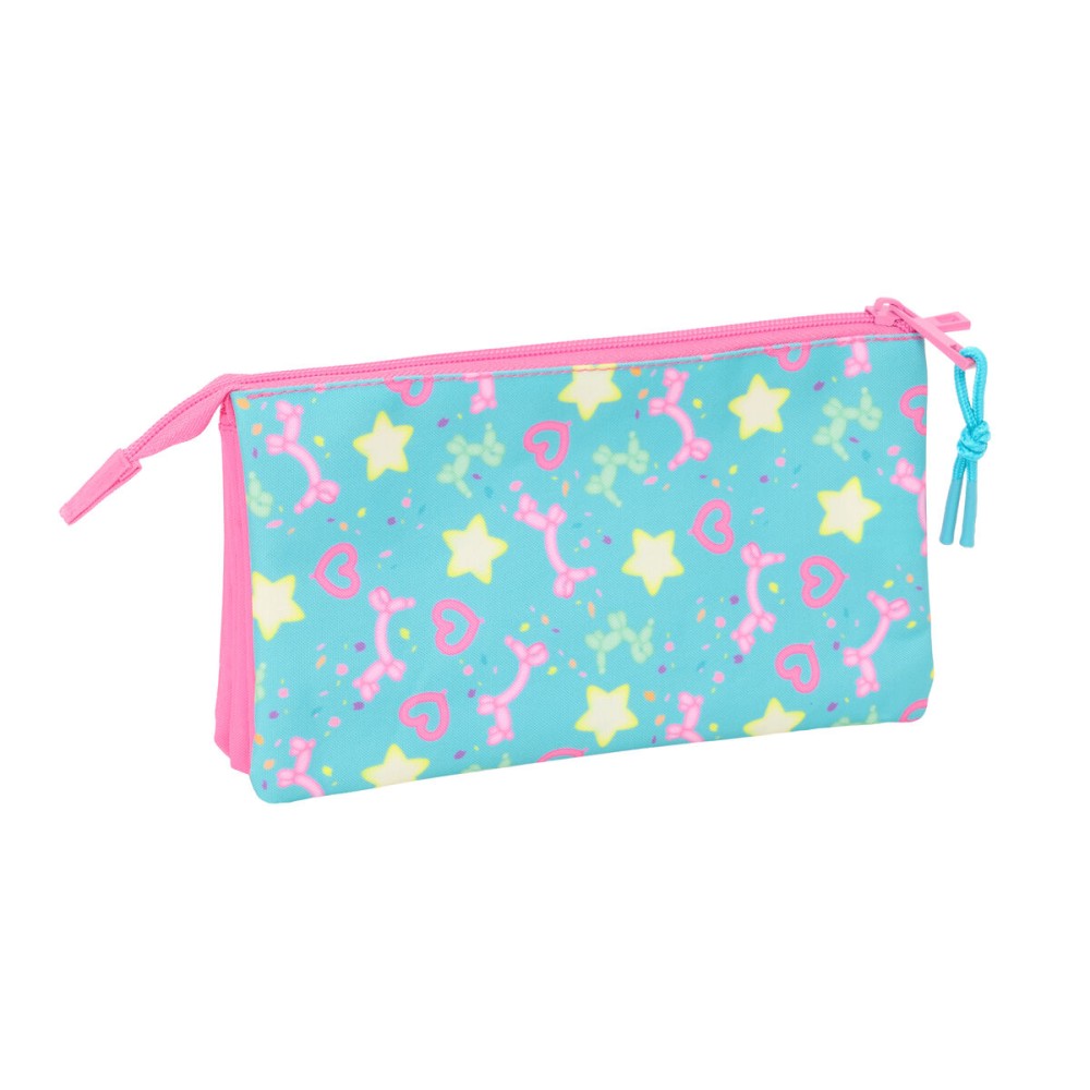 Dreifaches Mehrzweck-Etui Gabby's Dollhouse Confetti Rosa türkis 22 x 12 x 3 cm