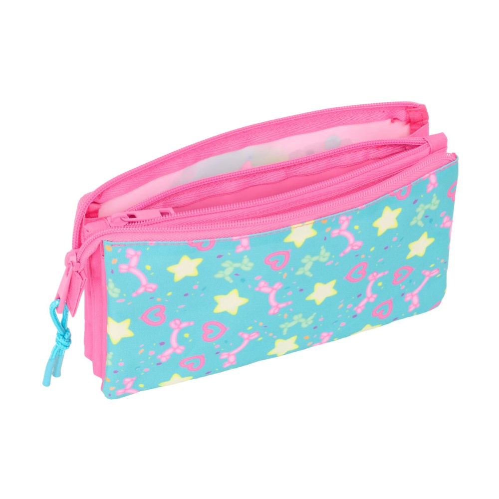Dreifaches Mehrzweck-Etui Gabby's Dollhouse Confetti Rosa türkis 22 x 12 x 3 cm