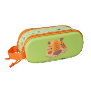 Zweifaches Mehrzweck-Etui Safta Neongrün 21 x 8 x 6 cm 3D