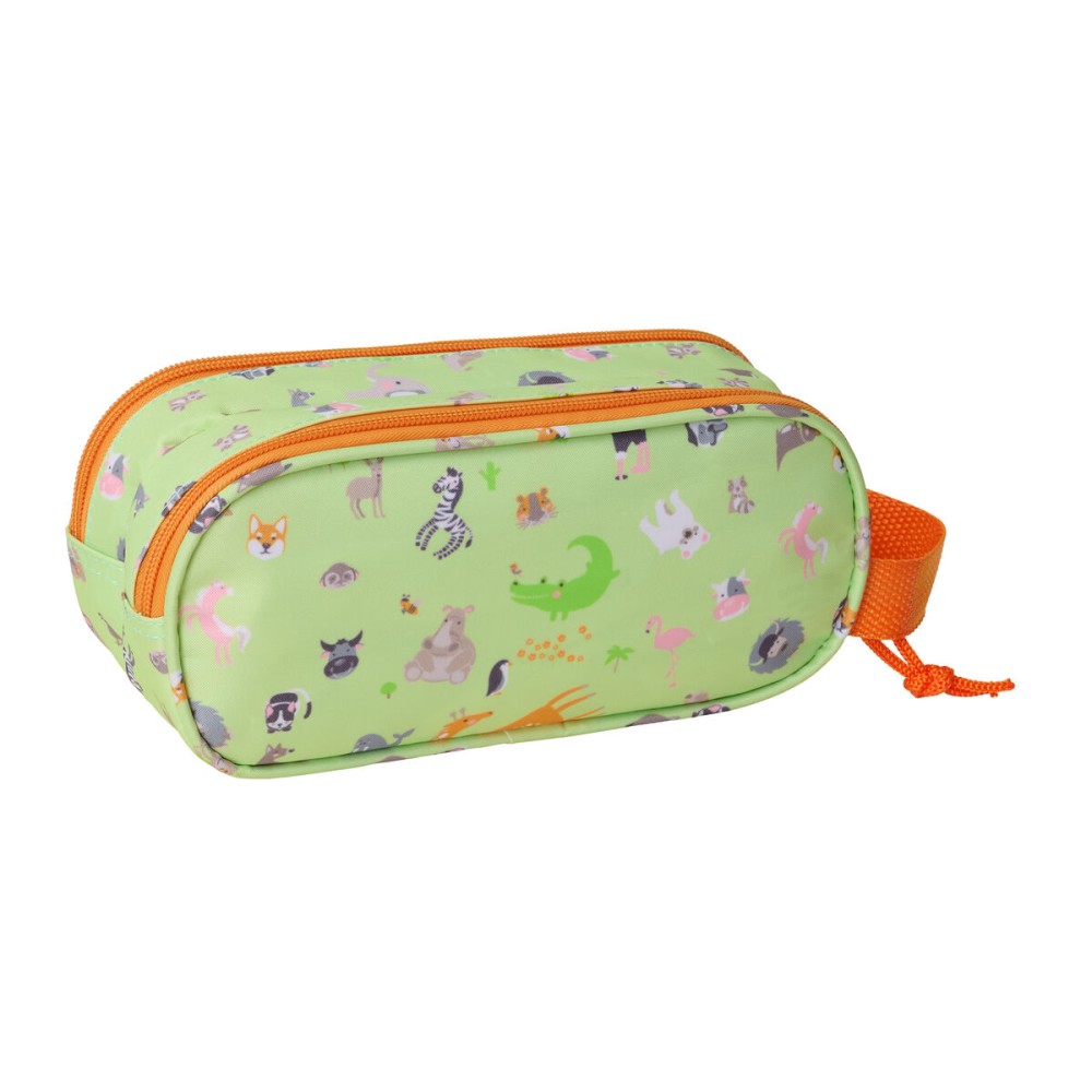 Zweifaches Mehrzweck-Etui Safta Neongrün 21 x 8 x 6 cm 3D