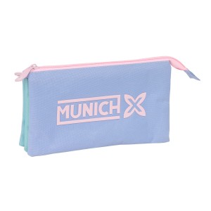 Dreifaches Mehrzweck-Etui Munich Mellow Blau Rosa Himmelsblau 22 x 12 x 3 cm