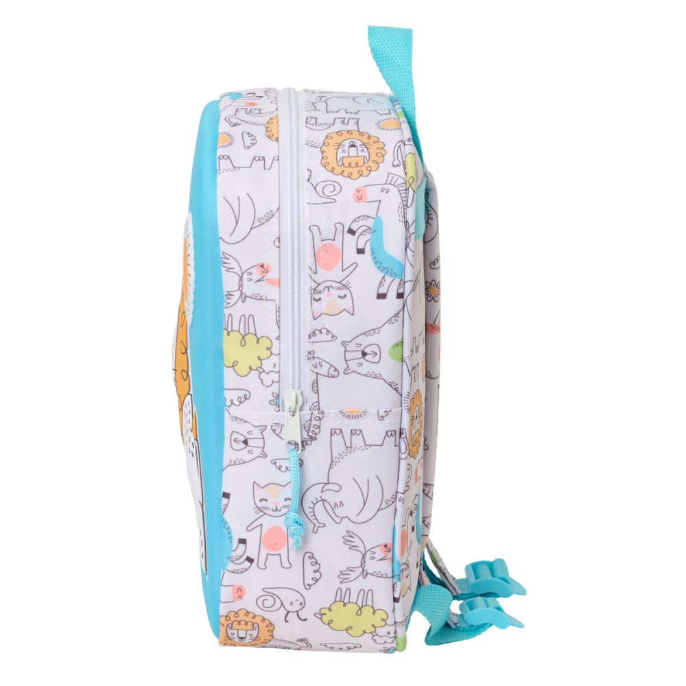 Kinderrucksack Safta Blau Weiß 22 x 27 x 10 cm 3D