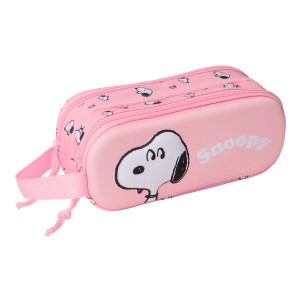 Zweifaches Mehrzweck-Etui Snoopy Rosa 21 x 8 x 6 cm 3D