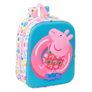 Child bag Peppa Pig Blue White Pink 22 x 27 x 10 cm 3D