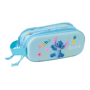 Zweifaches Mehrzweck-Etui Lilo & Stitch Hellblau 21 x 8 x 6 cm 3D