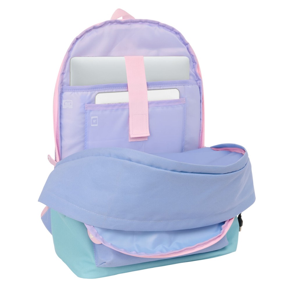 Rucksack for Laptop and Tablet with USB Output Munich Mellow Blue Pink Celeste