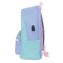 Rucksack for Laptop and Tablet with USB Output Munich Mellow Blue Pink Celeste