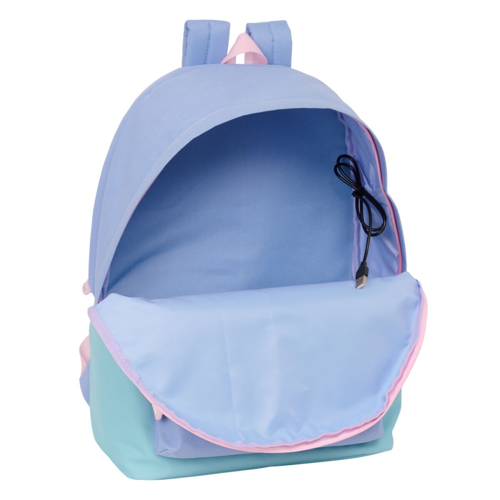Laptop- und Tablet-Rucksack mit USB-Anschluss Munich Mellow Blau Rosa Celeste