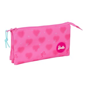 Dreifaches Mehrzweck-Etui Barbie Corazones Rosa 22 x 12 x 3 cm