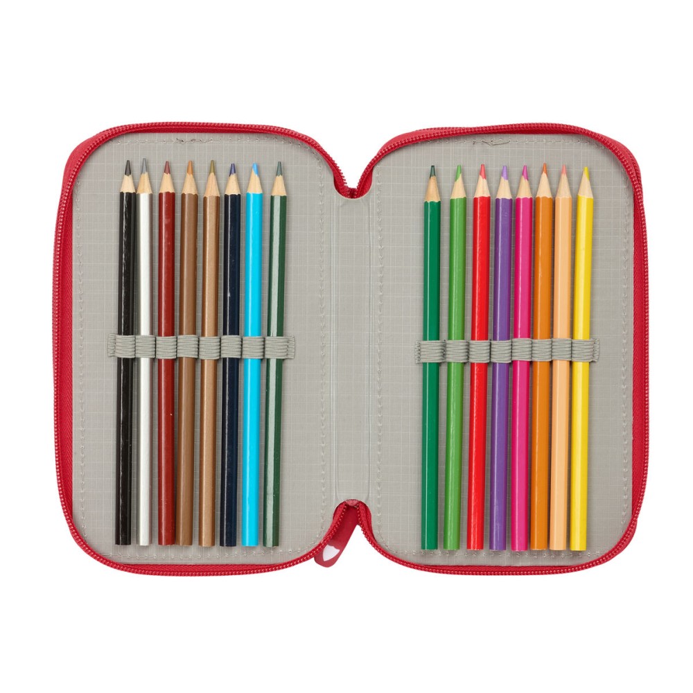 Triple Pencil Case Sevilla Fútbol Club Red 12,5 x 19,5 x 5,5 cm 37 Pieces