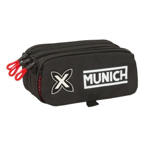 Trousse Fourre-Tout Triple Munich Vulcan Noir 21,5 x 10 x 8 cm
