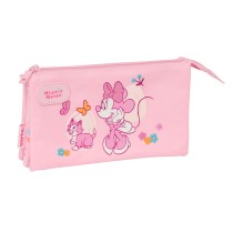 Dreifaches Mehrzweck-Etui Minnie Mouse Baby Rosa 22 x 12 x 3 cm