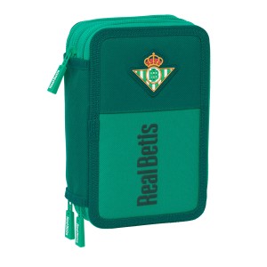 Dreifaches Federmäppchen Real Betis Balompié Aquamarin 12,5 x 19,5 x 5,5 cm 37 Stücke