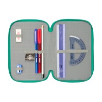 Dreifaches Federmäppchen Real Betis Balompié Aquamarin 12,5 x 19,5 x 5,5 cm 37 Stücke