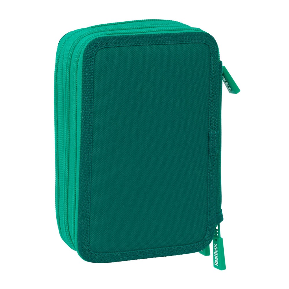 Dreifaches Federmäppchen Real Betis Balompié Aquamarin 12,5 x 19,5 x 5,5 cm 37 Stücke