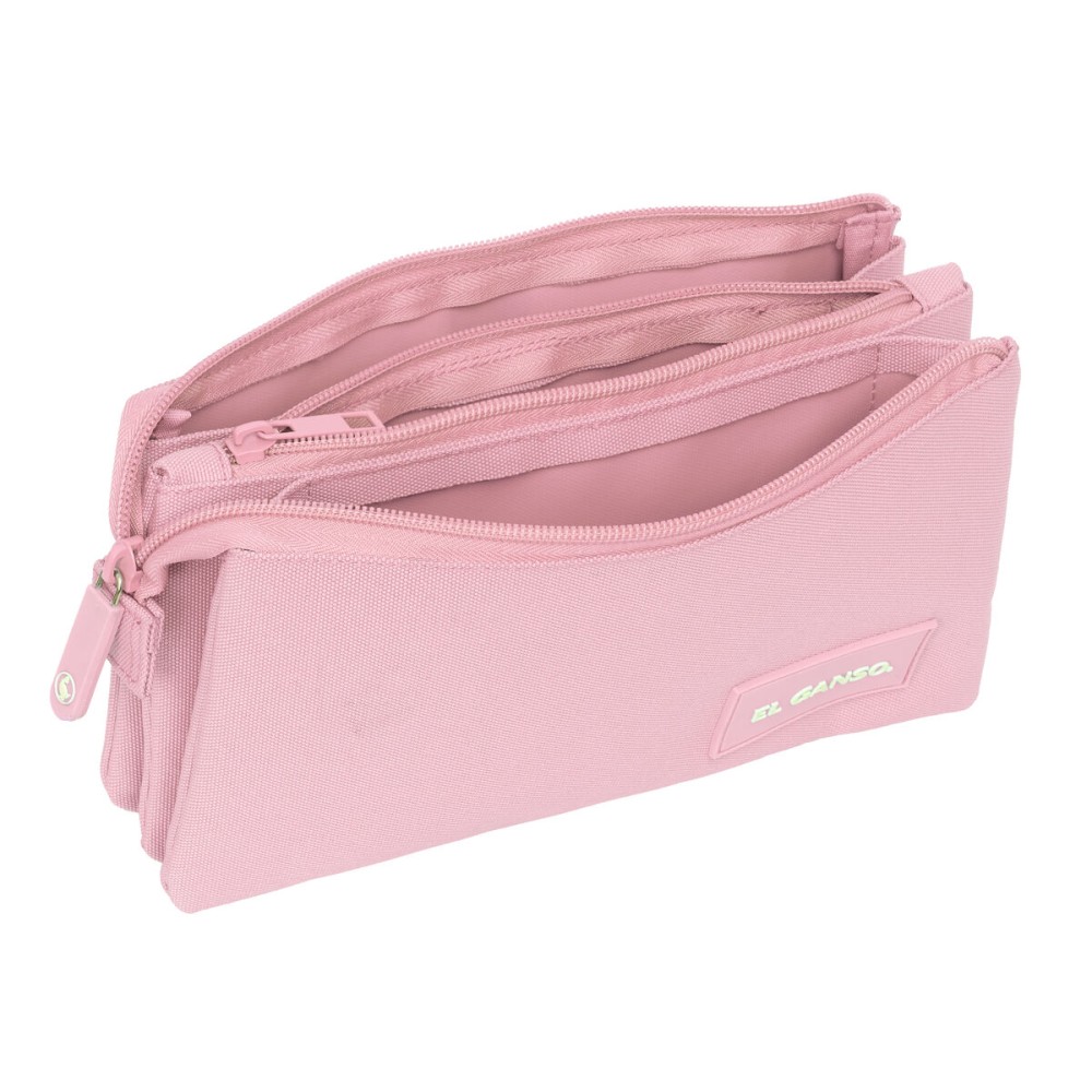 Dreifaches Mehrzweck-Etui El Ganso Pink Rosa 22 x 12 x 3 cm