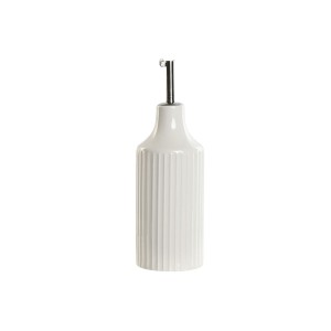 Ölfläschchen Home ESPRIT Weiß Silberfarben Edelstahl Porzellan Urban 350 ml 7 x 7 x 22 cm