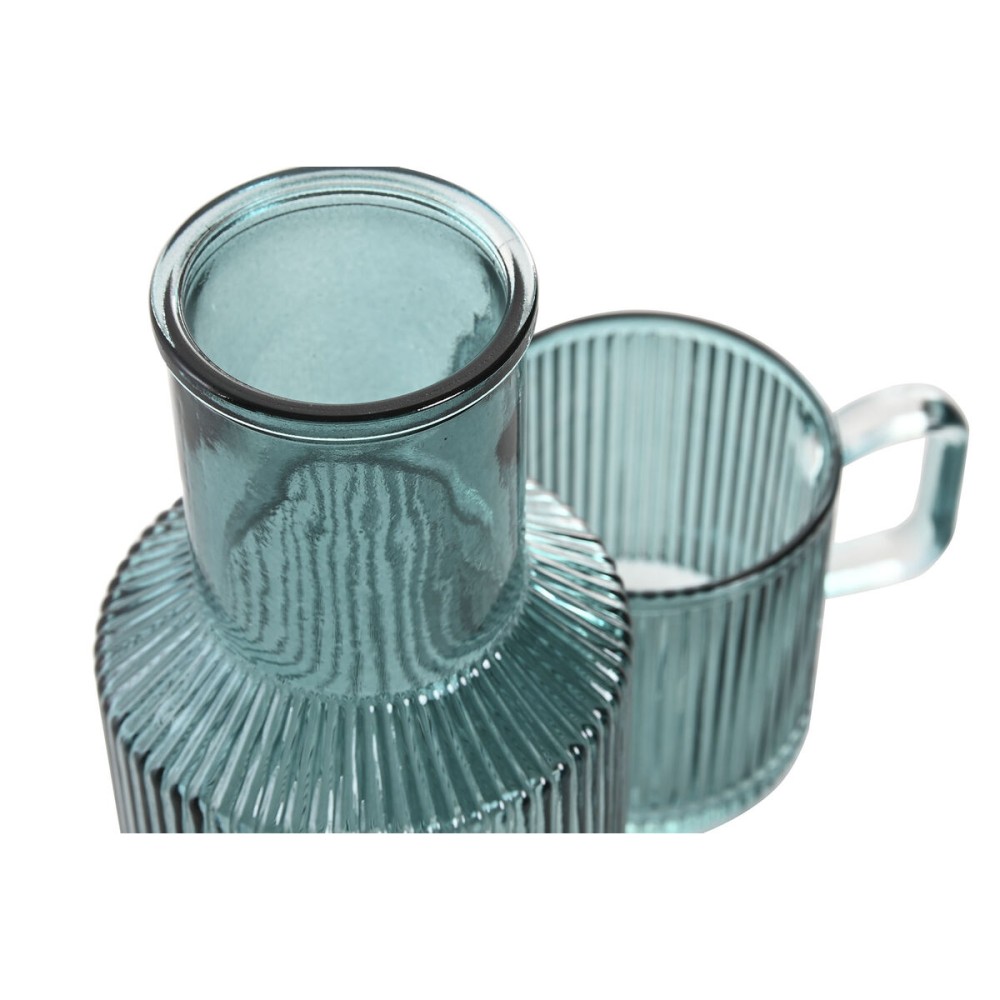 Wasserflasche Home ESPRIT Blau grün Kristall 1 L (2 Stück)