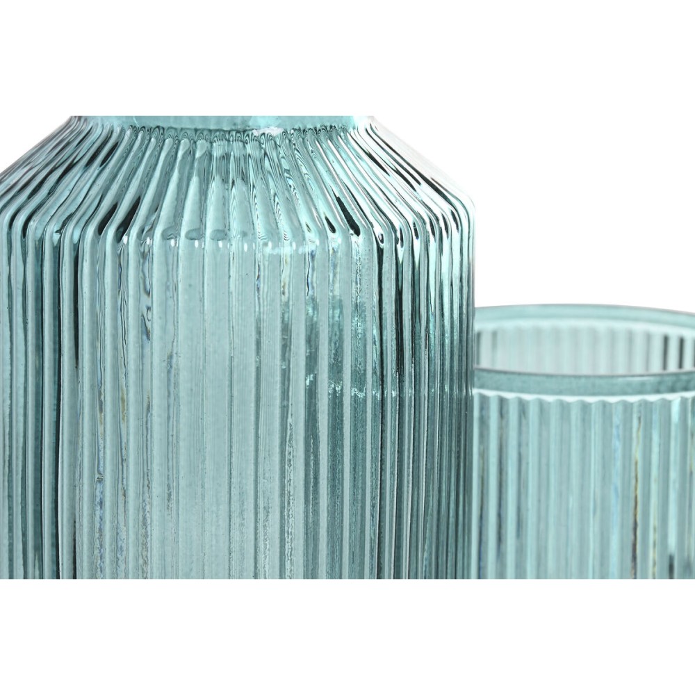 Wasserflasche Home ESPRIT Blau grün Kristall 1 L (2 Stück)