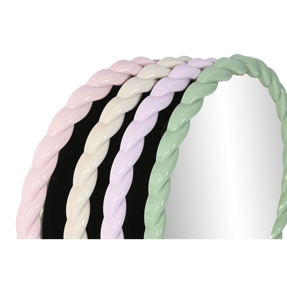 Wall mirror Home ESPRIT White Green Pink Lilac 44 x 3 x 44 cm (4 Units)