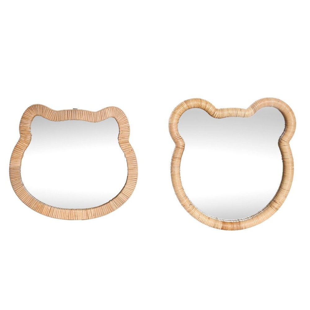 Wall mirror Home ESPRIT Natural 40 x 3 x 42 cm 40 x 3 x 43 cm (2 Units)