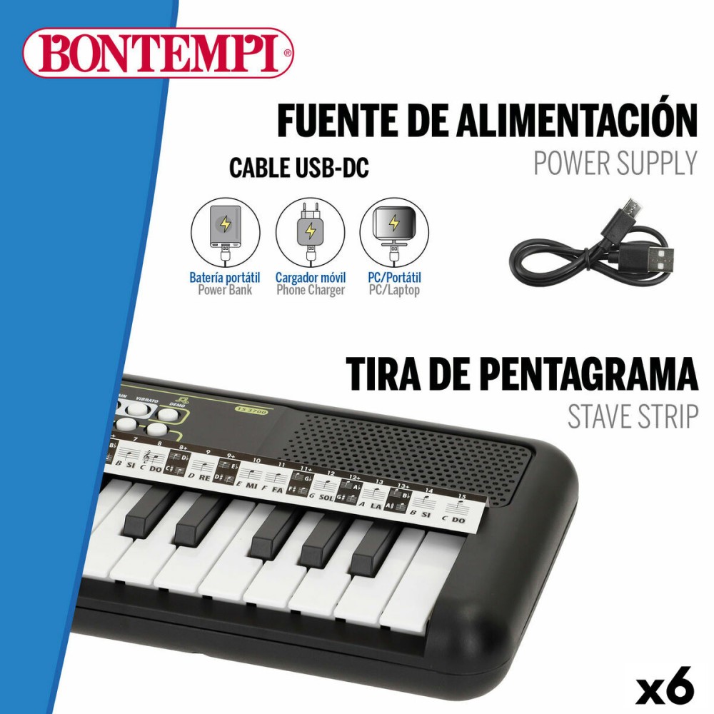 Tastatur (37 Tasten) Bontempi 42 x 4 x 15 cm (6 Stück)