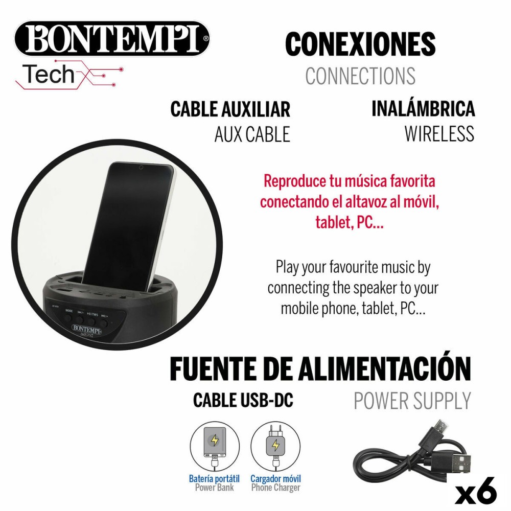 Speaker with Karaoke Microphone Bontempi 6 Units