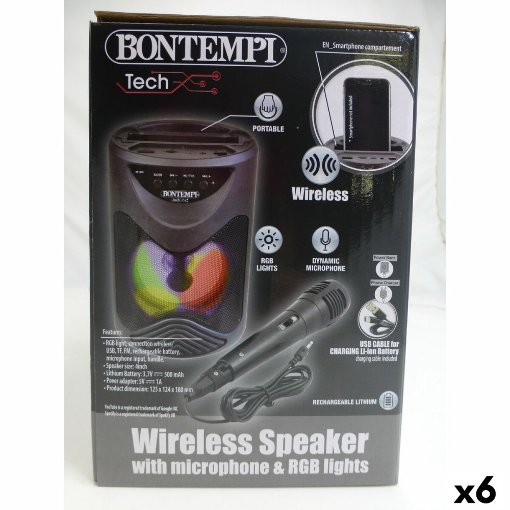 Speaker with Karaoke Microphone Bontempi 6 Units