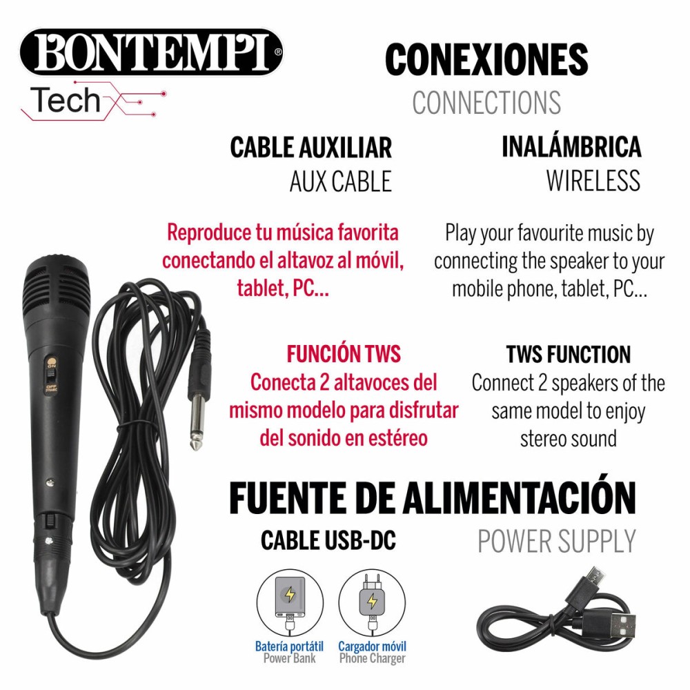 Speaker with Karaoke Microphone Bontempi 4 Units
