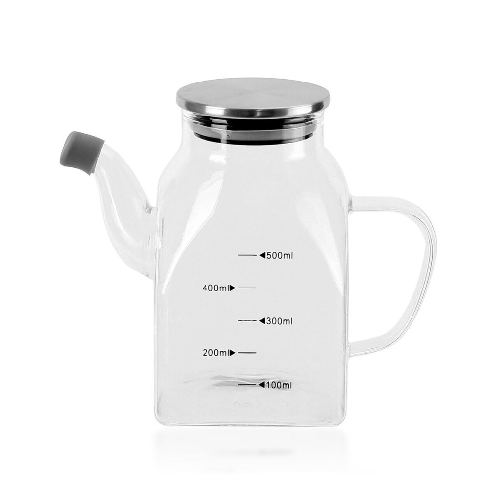 Ölfläschchen La Mediterránea Durchsichtig Silberfarben Metall Borosilikatglas 0,5 L (12 Stück)