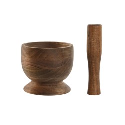 Mortar and pestle Home ESPRIT Acacia 12 x 12 x 10,5 cm