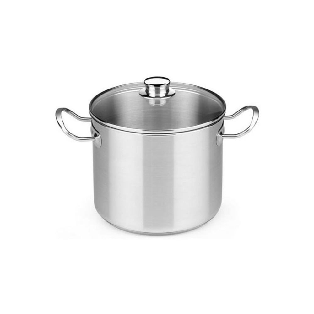 Pot with Glass Lid BRA A343936 10,5 L Steel Stainless steel Stainless steel 18/10