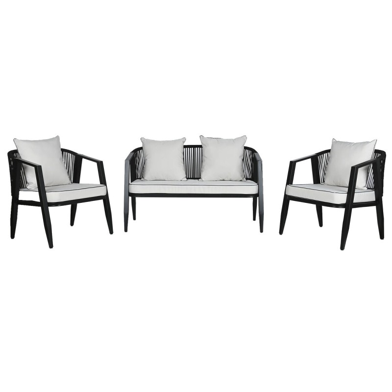 Table Set with 3 Armchairs Home ESPRIT Black Crystal Steel 123 x 66 x 72 cm