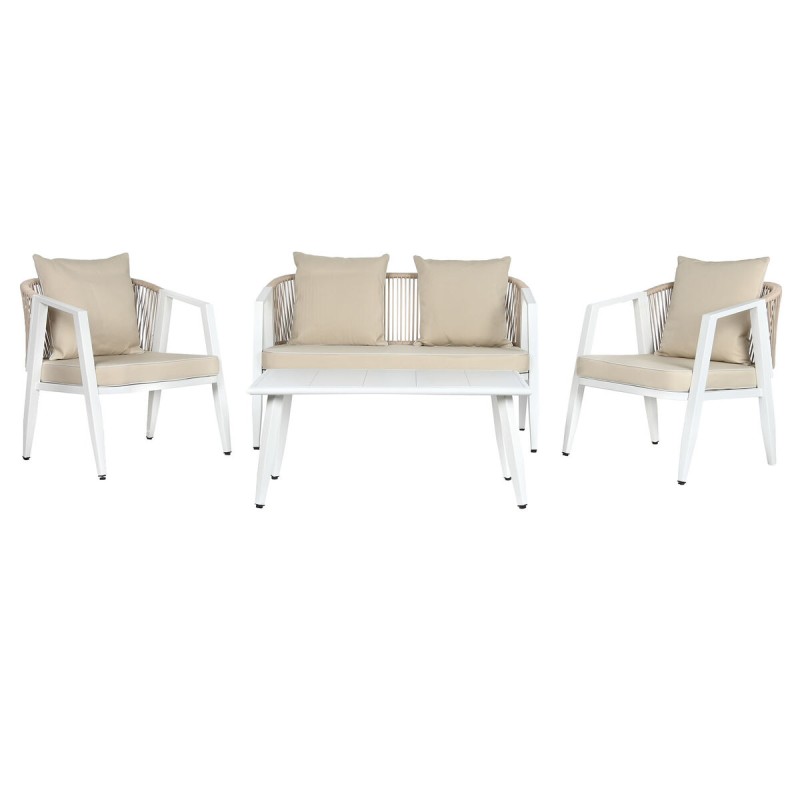 Ensemble Table avec 3 Sièges Home ESPRIT Blanc Acier 123 x 66 x 72 cm