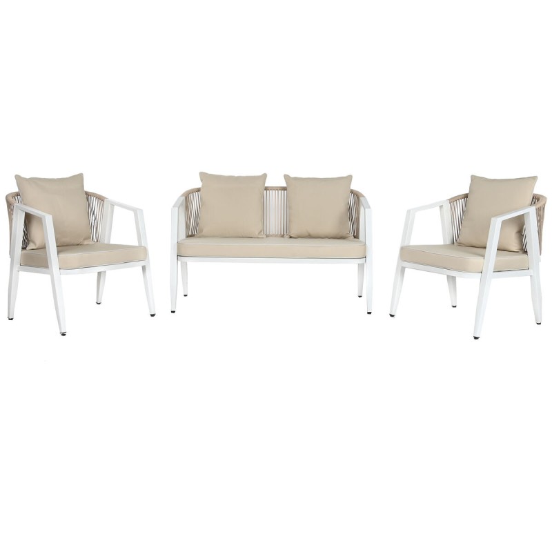 Ensemble Table avec 3 Sièges Home ESPRIT Blanc Acier 123 x 66 x 72 cm