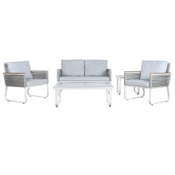 Table Set with 3 Armchairs Home ESPRIT Grey Steel Polycarbonate 128 x 69 x 79 cm