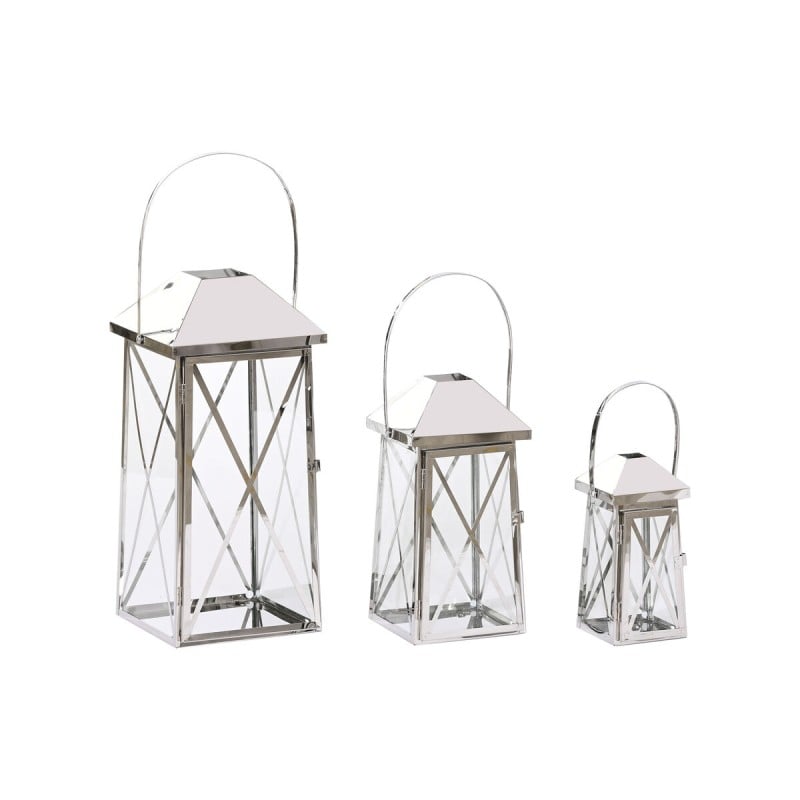 Lantern Home ESPRIT Silver Crystal Steel Chromed 20 x 20 x 48 cm (3 Pieces)