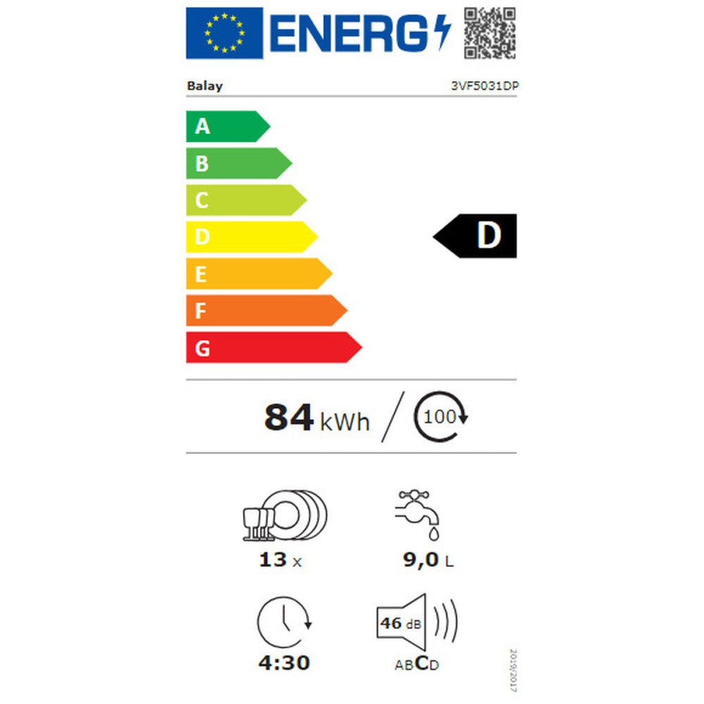 Lave-vaisselle Balay 3VF5031DP Blanc 60 cm