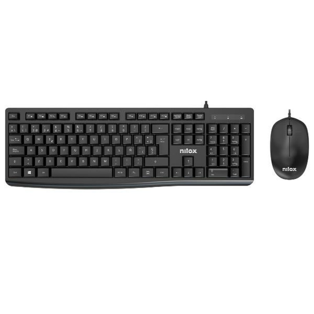 Tastatur mit Maus Nilox NXKME0012 Schwarz
