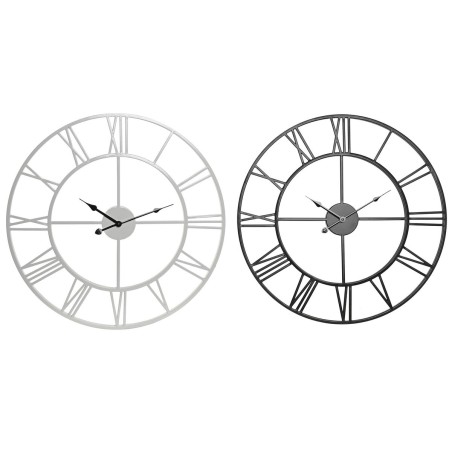 Horloge Murale Home ESPRIT Blanc Noir Métal 60 x 3 x 60 cm (2 Unités)