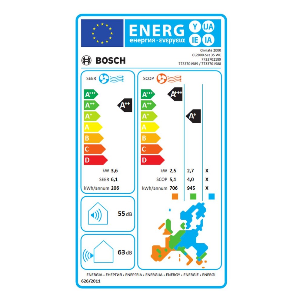 Air Conditionné BOSCH Blanc A+ A++ A+/A++ 3770 w