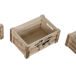 Set dekorativer Karten Home ESPRIT Braun Schwarz Paulonia-Holz Weltkarte 39 x 28 x 14,5 cm (5 Stücke)