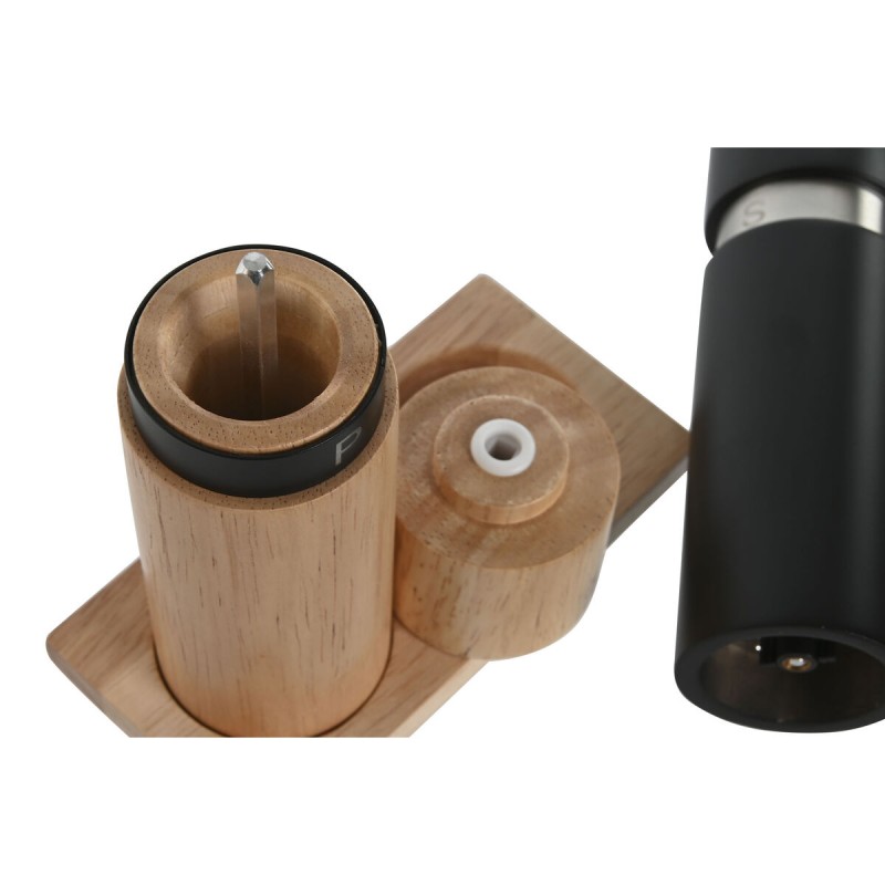 Salt and Pepper Shakers Home ESPRIT Black Natural Stainless steel Rubber wood 14 x 7 x 16,5 cm