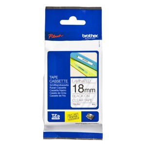 Ruban Laminé pour Etiqueteuses Brother TZE141 Noir/Blanc 18mm
