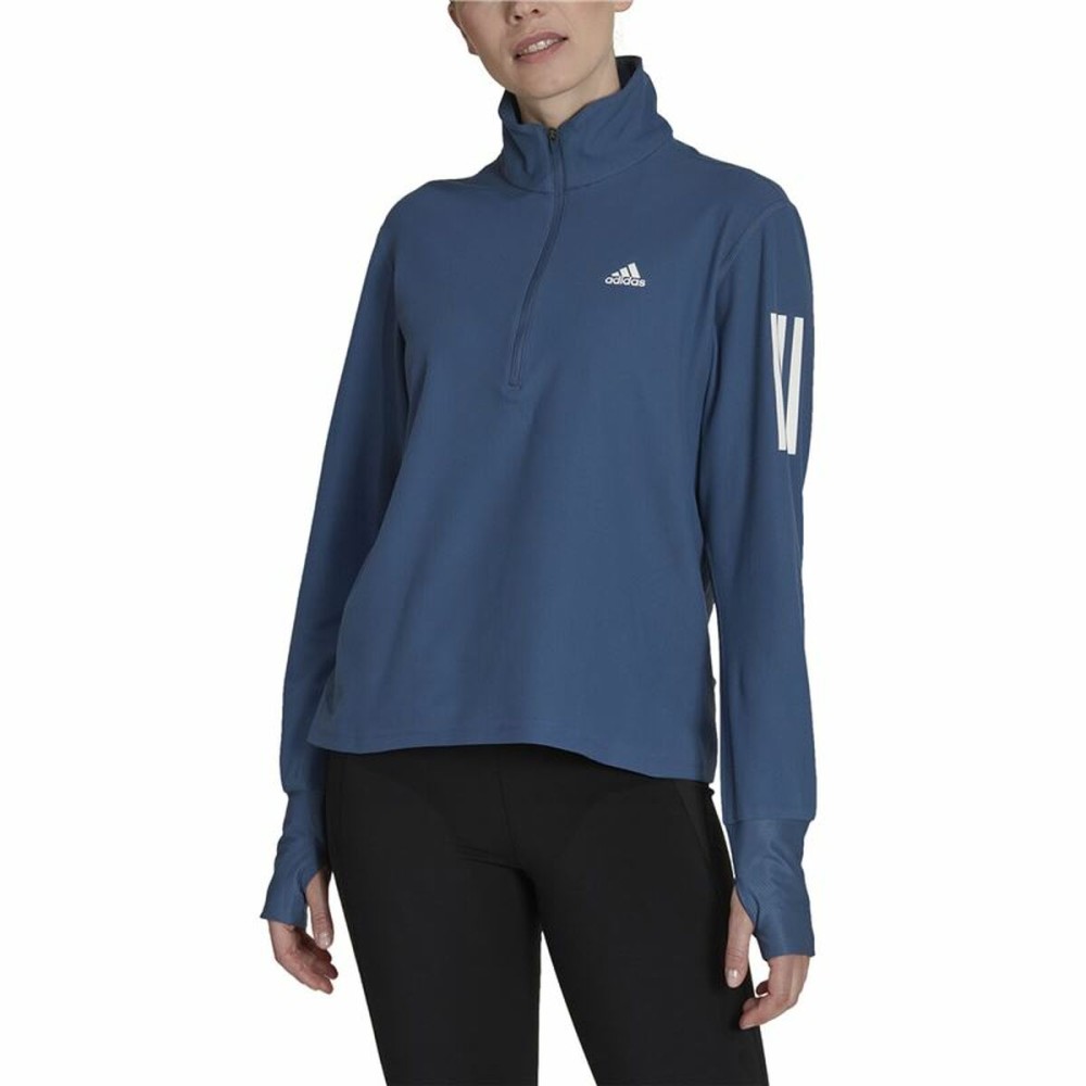 Langarm Damen T-Shirt Adidas Own the Run 1/2 Zip Indigo