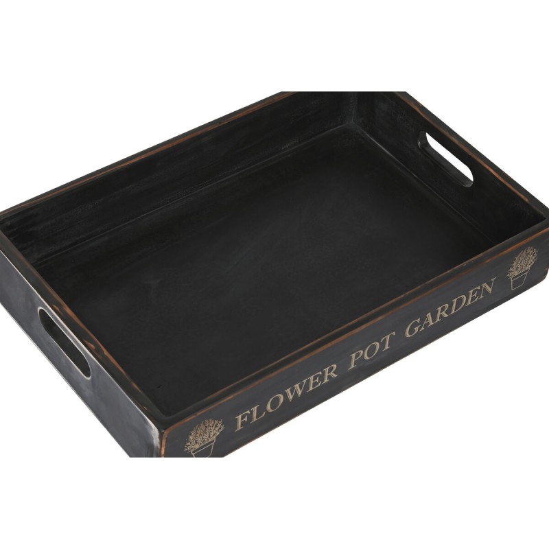 Jeux de plateaux Home ESPRIT Noir Bois d'épicéa 56 x 38 x 10 cm (3 Pièces)