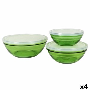 Schalenset Duralex grün mit Deckel 3 Stücke (4 Stück)