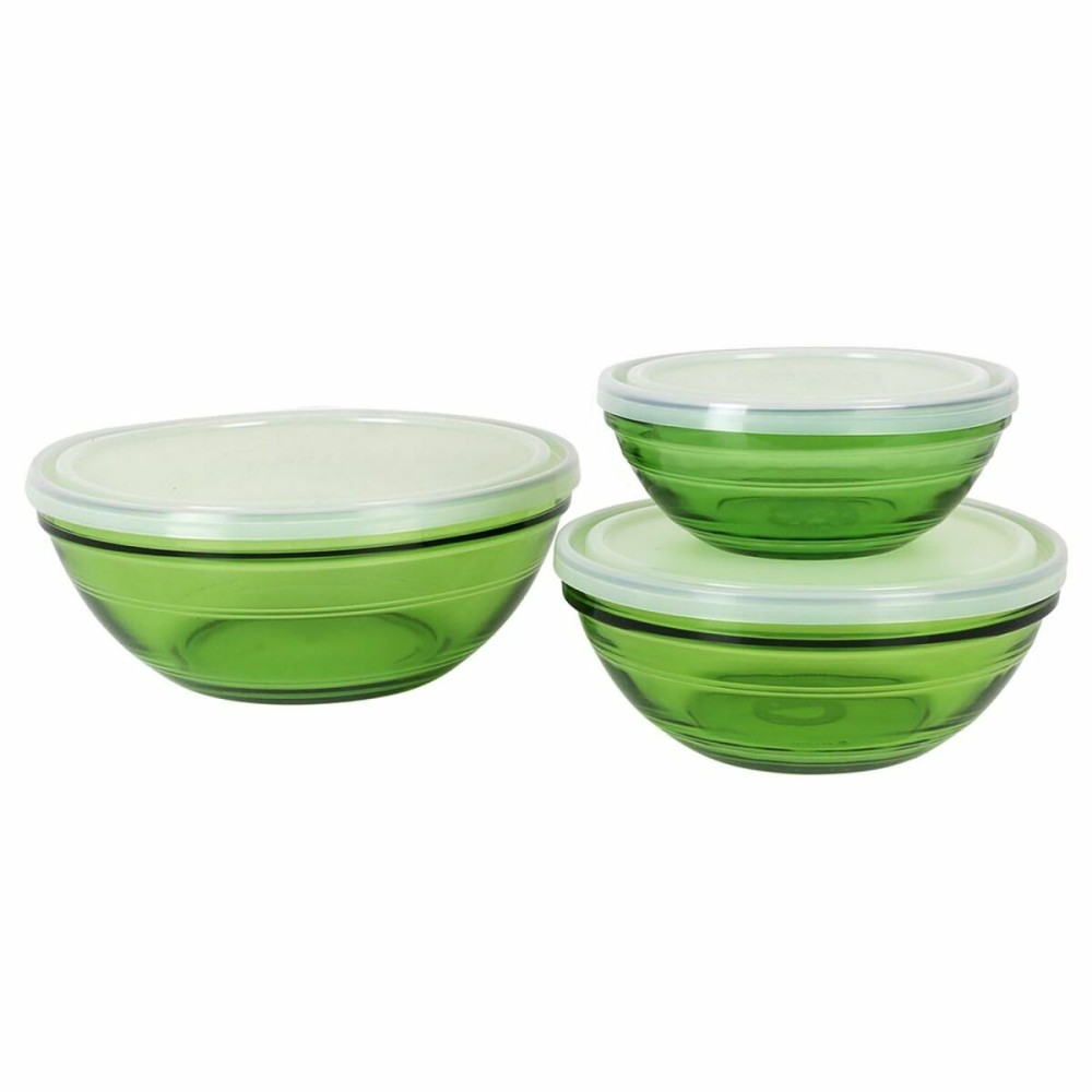 Set de Bols Duralex Vert Avec couvercle 3 Pièces (4 Unités)