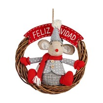 Weihnachtsschmuck Krist+ FG03-RG1124B-R Weiß Rot Grau Creme Mouse 33 x 12 x 33 cm